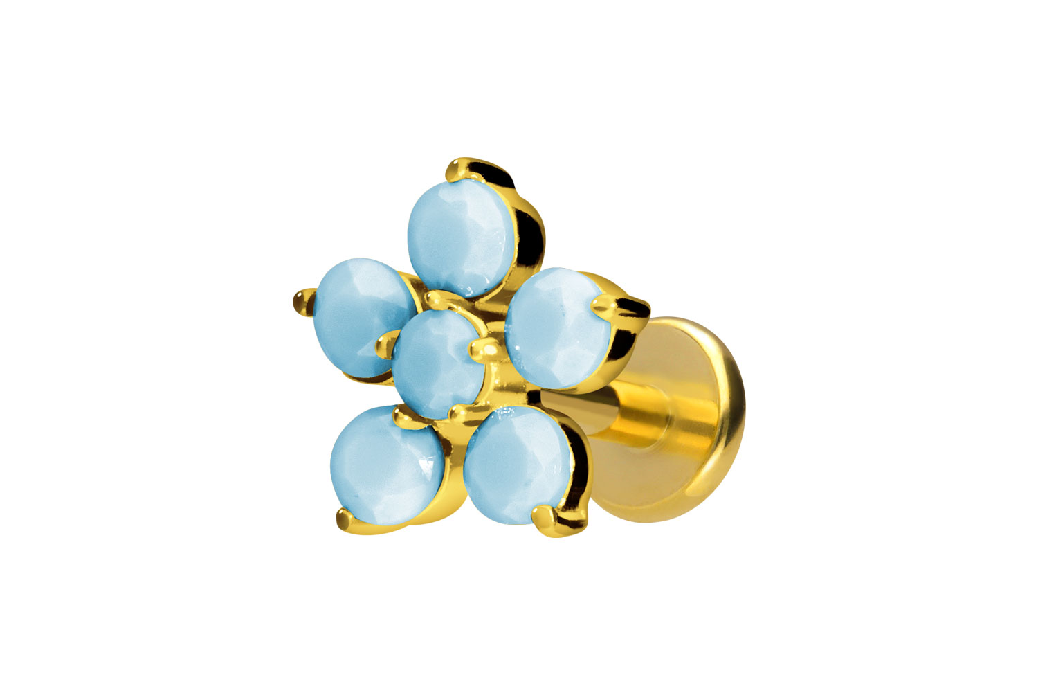 Titan Labret Piercing mit Innengewinde BLUME + SYNTHETISCHE TÜRKISE